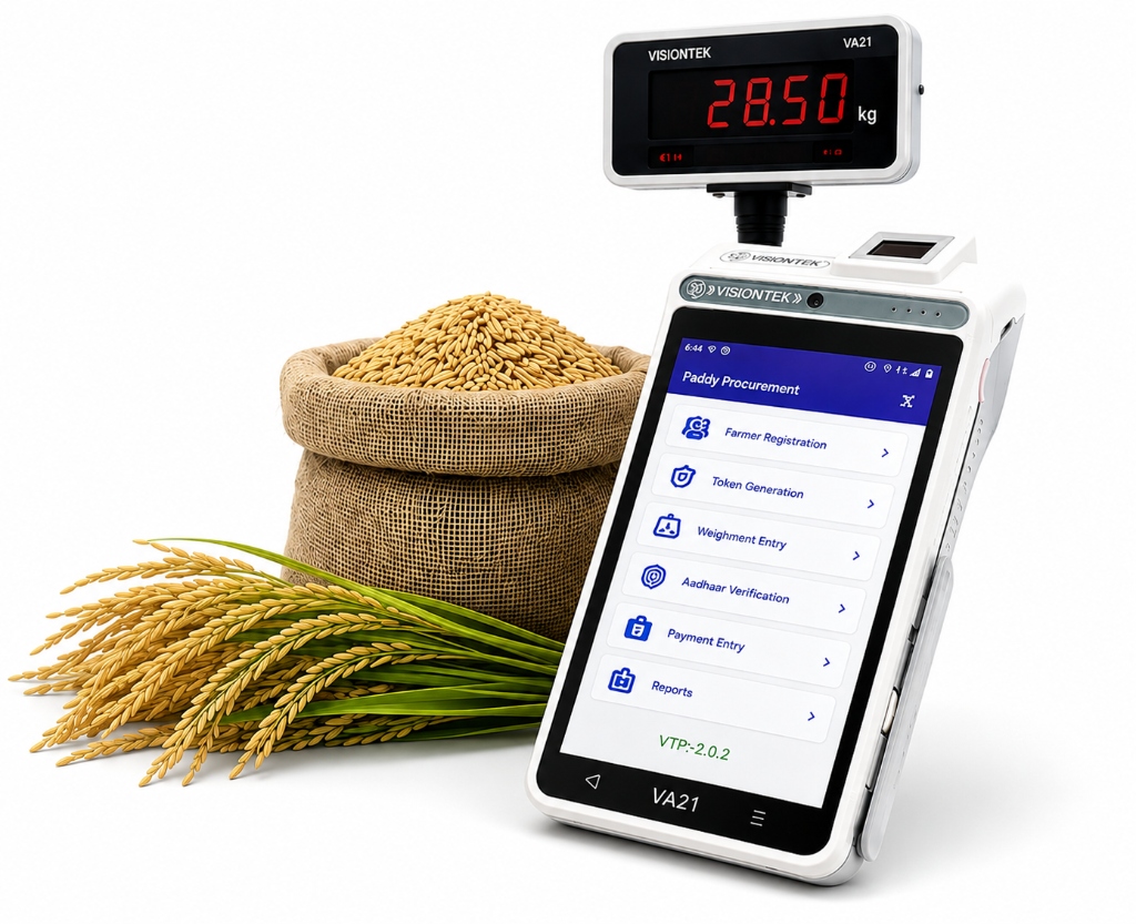 Visiontek VA21 Biometric POS terminal and paddy weighment